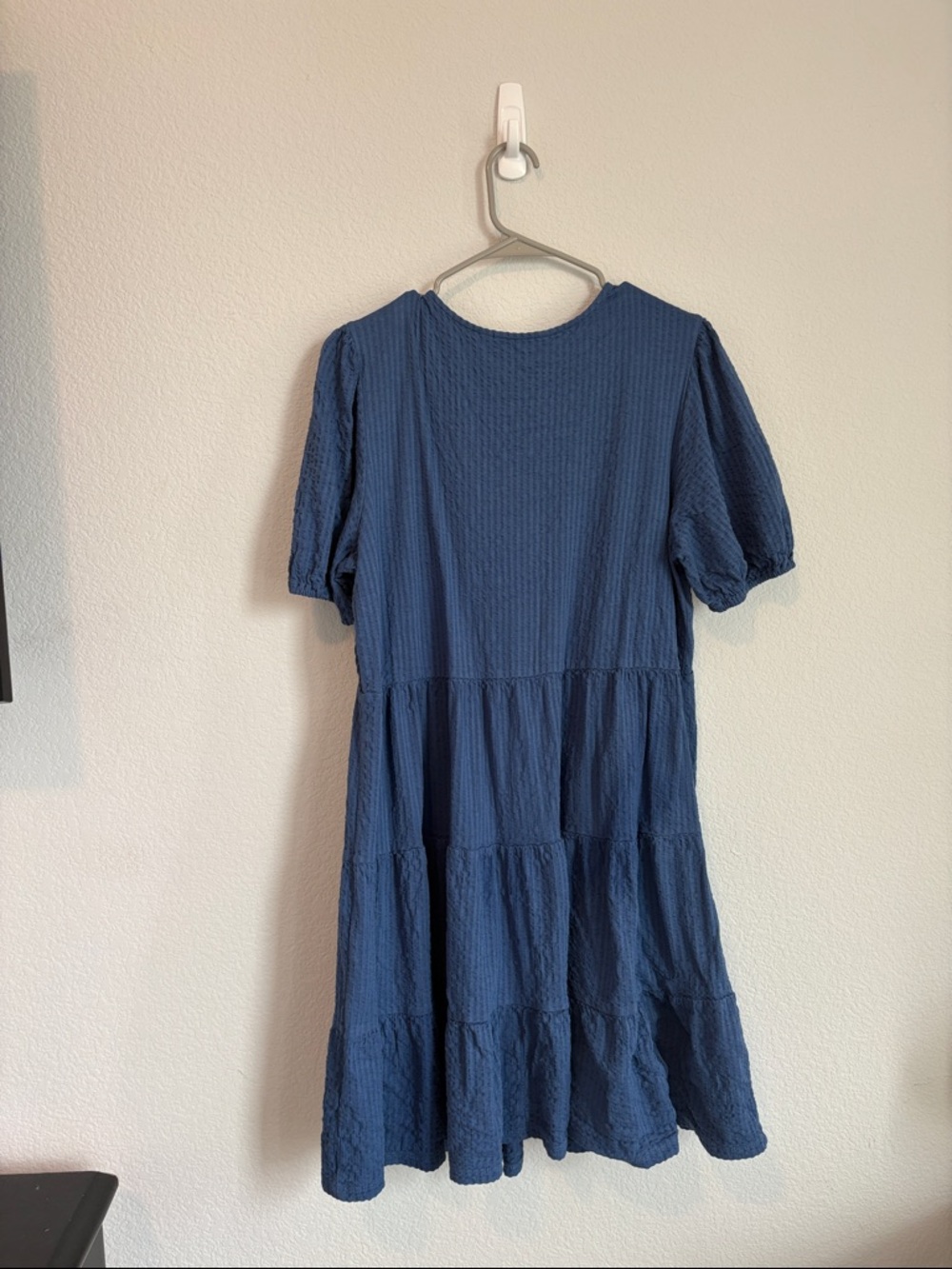 Boden Textured 100% cotton Blue V-Neck Dress 12R - Picture 6 of 6